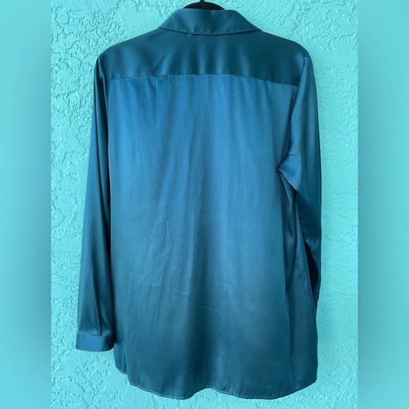 Burberry of London Deep Teal Button Down Blouse Size 12 - Picture 2 of 11